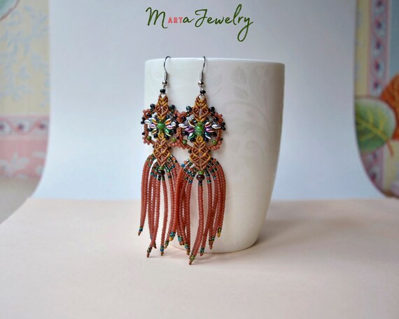 Orecchini Artigianali Etnici Con Perline Azzurre E Blu - Foto 6