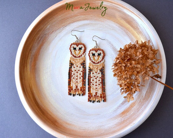 Beaded owl earrings deals