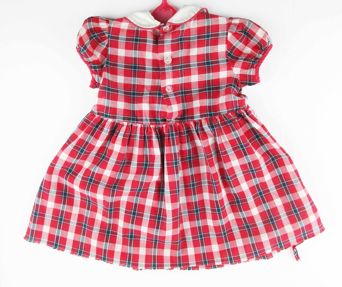 Vintage 1950s Little Girl's Dress Cotton Red Plaid | Etsy