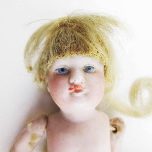 A Victorian Style Porcelain Doll With Ash Blond Hair - Articulated Body - String Attached Limbs - Porcelain Bisque - Doll Doctor - Collector