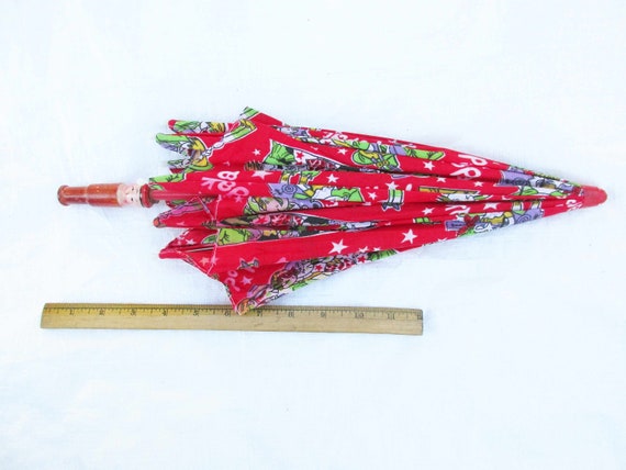 Child's Umbrella - Fun Red Umbrella With Red Wood… - image 7