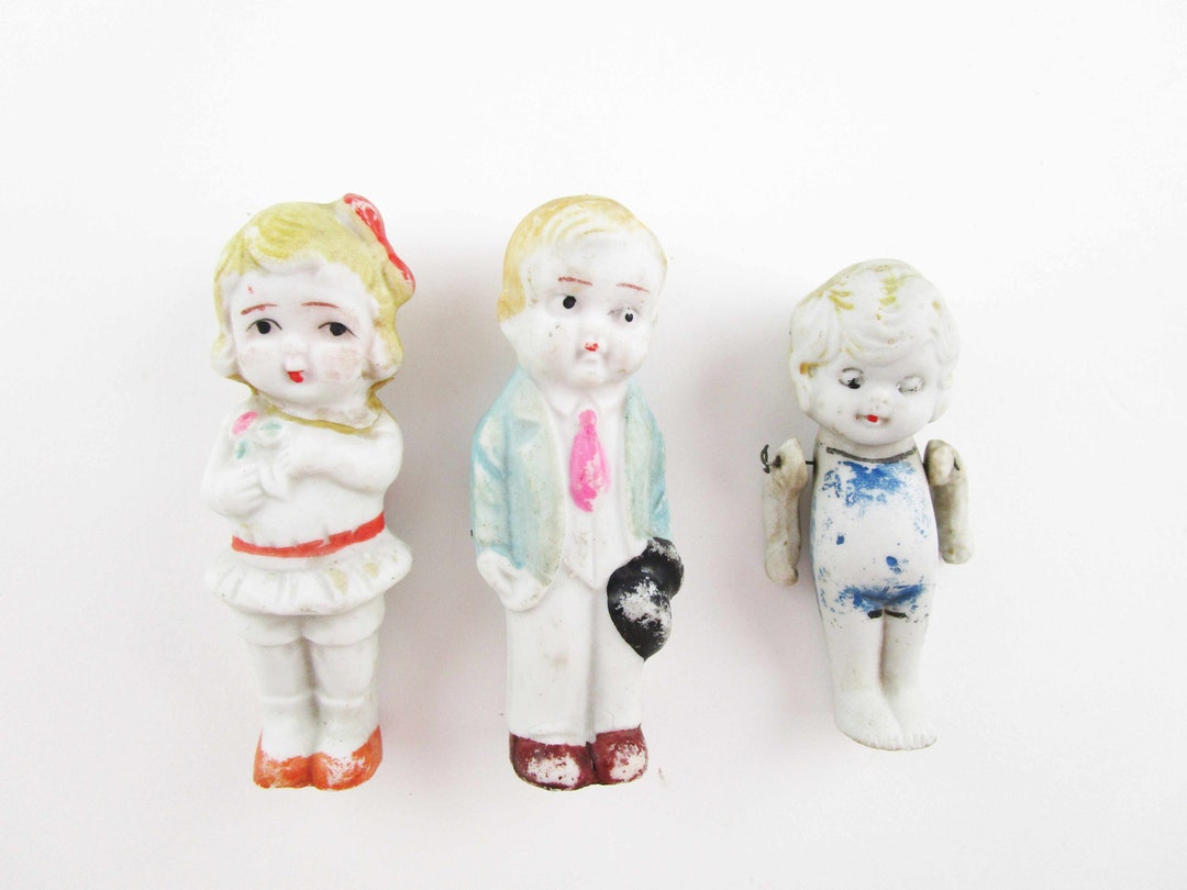 Made in Japan Bisque Dolls, Vintage Miniature Porcelain Bisque Doll  Figurines Japan LOT OF 16
