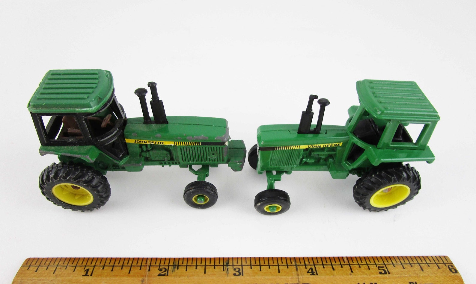 Two John Deere Miniature Tractors 164 Scale Metal Toy Etsy
