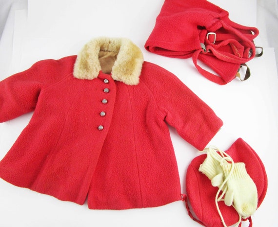 Vintage 1940s Little Girl's Winter Ensemble - Sno… - image 1