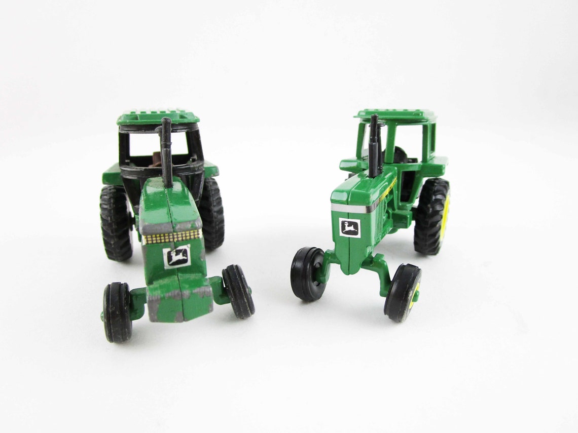 Two John Deere Miniature Tractors 164 Scale Metal Toy Etsy