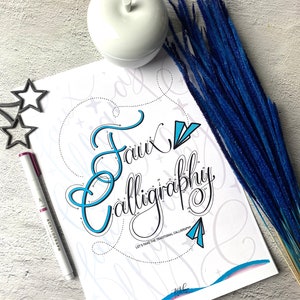 Faux Calligraphy Practice Sheets For Beginners/ Lettering Worksheets