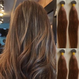 Hair Faux You 18&quot; Remy Straight Pre bonded Keratin U Tip Human Hair Extensions 100 grams 100 strands Per Package # 6 Medium Chestnut Brown