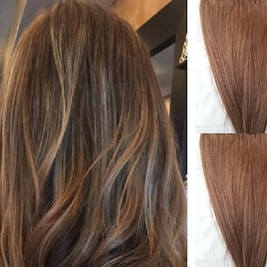 18&quot; Machine Weft Hair Weave, Sew In,100 grams,100% Human Hair Extensions Weft #6 Medium Chestnut Brown
