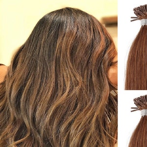 Hair Faux You 22&quot; Remy Straight Pre bonded I Tip Human Hair Extensions Professional Salon, 100 grams 125 strands #10 Light Brown