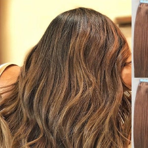 SALE- Hair Faux You 20" Tape in Hair Extensions Remy Human Hair Glue in Extensions Color #10 Light Brown 50g 20Pcs/Package