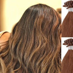 Hair Faux You 22&quot; Remy Straight Pre bonded Keratin U Tip Human Hair Extensions 100 grams 100 strands Per Package Color # 10 Light Brown
