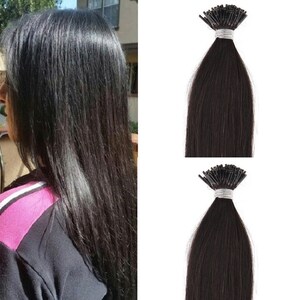 Hair Faux You 18&quot; Remy Straight Pre bonded I Tip Human Hair Extensions Professional Salon, 100 grams 125 strands # 1B Off Black