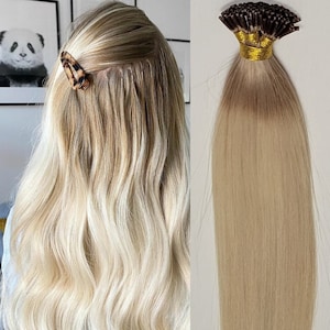 Hair Faux You 22″ Rooted Ombre 100 grams,125 strands ,I Tip (Stick Tip) Beaded Fusion Pre Bonded Remy Human Hair Extensions #T17/60