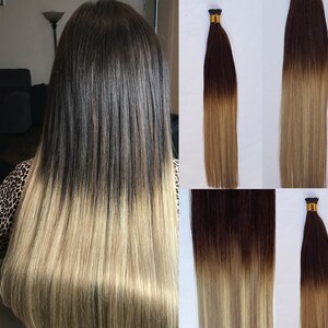 Hair Faux You 22&quot; Remy Straight Pre bonded I Tip Human Hair Extensions Professional Salon, 100 grams 125 strands # T2-18/613