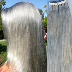 Hair Faux You 20&quot; Tape in Hair Extensions Remy Human Hair Glue in Extensions Color #Light Ash Blonde, 100g 40Pcs/Package