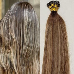 Hair Faux You 22″ Ombre Balayage 100 grams,125 strands ,I Tip (Stick Tip) Beaded Fusion Pre Bonded Remy Human Hair Extensions #B4/20