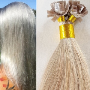 Hair Faux You 22&quot; 100 grams,100 strands ,Flat Tip Fusion Keratin Pre Bonded Remy Human Hair Extensions #Light Ash Blonde
