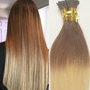 Hair Faux You 18&quot; Remy Straight Pre bonded I Tip Human Hair Extensions Professional Salon, 100 grams 125 strands # T6/613