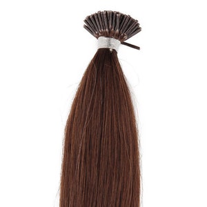 Hair Faux You 18 Remy Straight Pre bonded I Tip Human Hair Extensions Professional Salon, 100 grams 125 strands 4 Dark Brown image 2