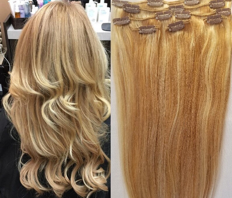 24 Clip In Hair Extensions Real Human Hair 100 Gram Clip Etsy