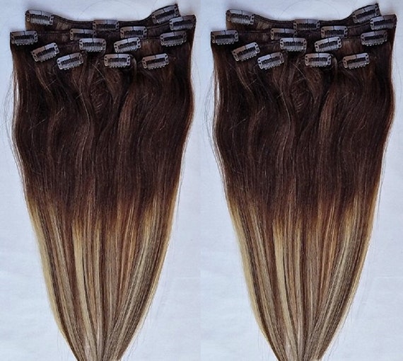 Clip in top hair extensions 6/613