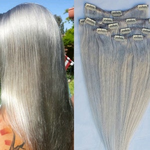 20&quot; Clip in Hair Extensions Real Human Hair 90 gram Clip on for Full Head 7 pieces, 14 clips, Weft Remy Hair # Light Ash Blonde