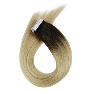 Hair Faux You 16" Ombre Tape in Hair Extensions Remy Human Hair Glue in Extensions Color #T2/613  30g 20Pcs/Package