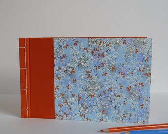 Foliage notebook, guest book or drawing notebook. Japanese bound notebook, 25x16 cm, 56 blank pages.