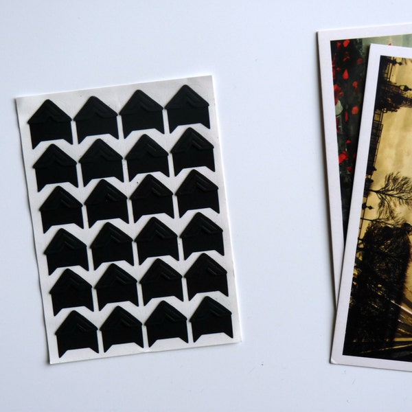 3 feuilles (72 pcs) Coins photo autocollants noir