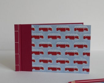 Camping Car notebook, guest book or drawing notebook. Japanese bound notebook, 20x13 cm, 80 white pages.