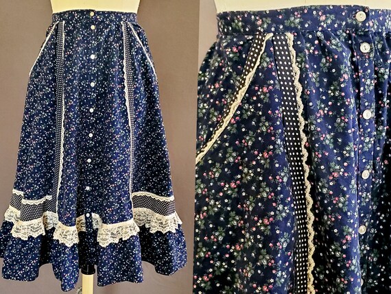 1970s Gunne Sax Skirt XS Extra Small 70s Size 2 GU