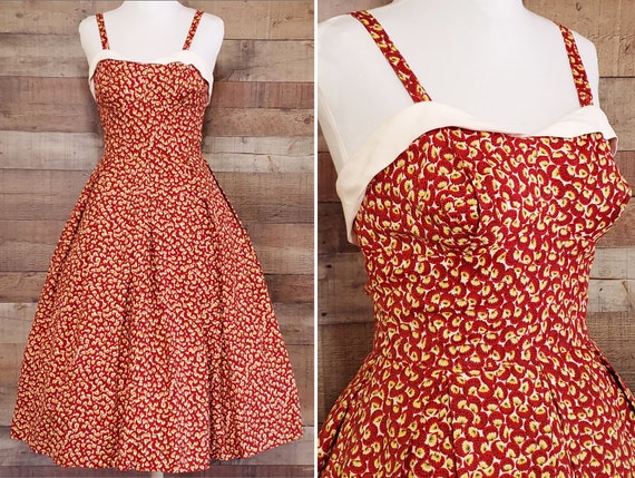 1950s Sundress S Small Rayon Rockabilly Sun Dress