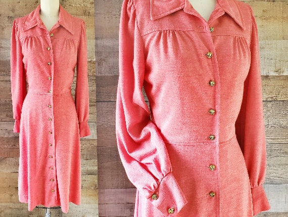 1970s Dress XS Long Sleeve Shirt Dress