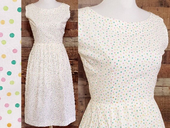 1950s Dress L Large Polka Dot Dress