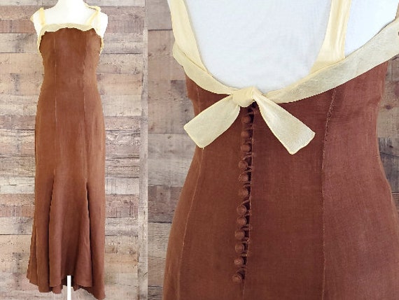 1930s Dress M L Medium Large Linen NRA Dress Code
