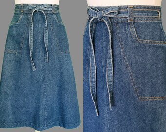 1970s wrap around jean skirt