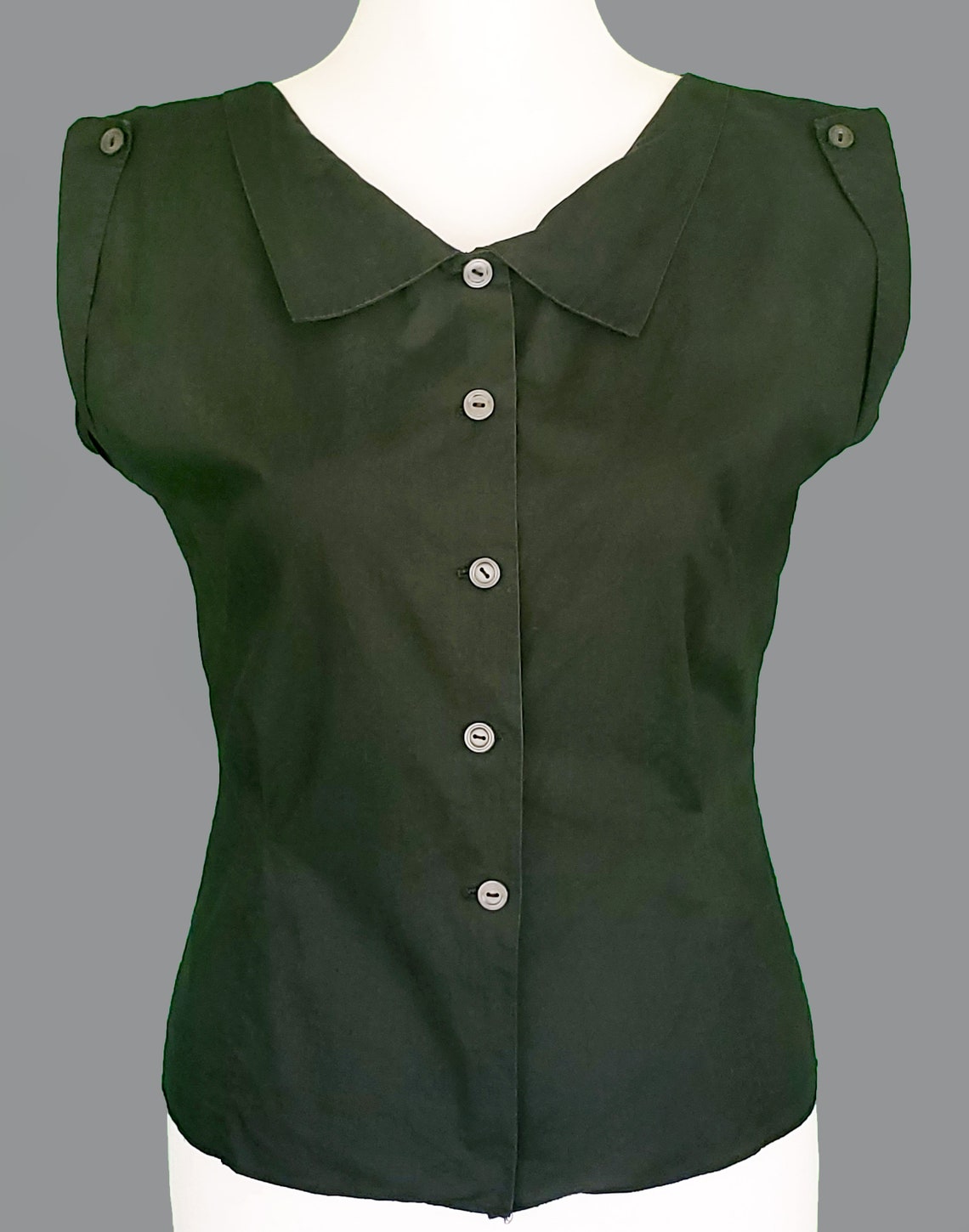 1950 50s Black Sleeveless Blouse S M Small Medium Size 6 8 | Etsy