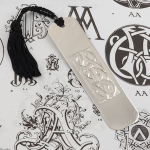 Handmade Sterling Silver Bookmark Hand Engraved Celtic Design on Front