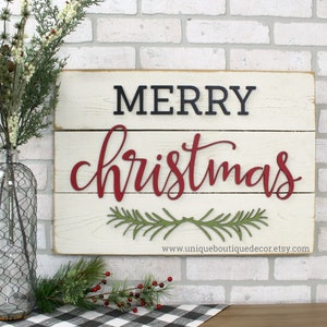 Merry Christmas Sign, Rustic Christmas Decor, Wood Shiplap Sign ...