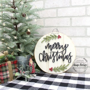Merry Christmas sign, 11&quot; MINI Small Wood Shiplap Sign, Christmas Door Hanger, Tiered tray Shelf Sign, Secret Santa Teacher Gift Exchange