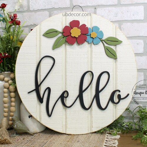 Home Décor Wreaths & Door Hangers Door Hanger Round Wooden Sign