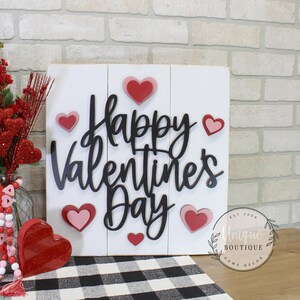 Happy Valentine's Day Wood Shiplap Sign, Rustic Valentines Decor, Farmhouse wall Decor, 17x17, Valentine heart decor, Entry Way door Decor