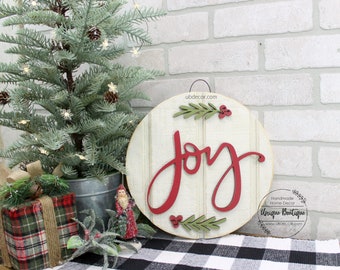Red JOY sign, 11" MINI Small Wood Shiplap Sign, Christmas Door Hanger, Tiered tray Shelf Sign, Teacher Gift, Gift Exchange, Secret Santa
