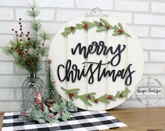 Round Christmas Sign Etsy