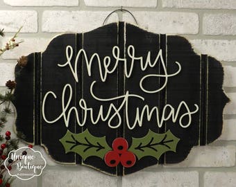 merry christmas sign holly leaves winter door sign christmas door hanger rustic farmhouse wall decor wooden wood shiplap sign fixer - Wooden Christmas Signs merry christmas sign holly leaves winter door sign christmas door hanger rustic farmhouse wall decor wooden wood shiplap sign fixer - Wooden Christmas Signs