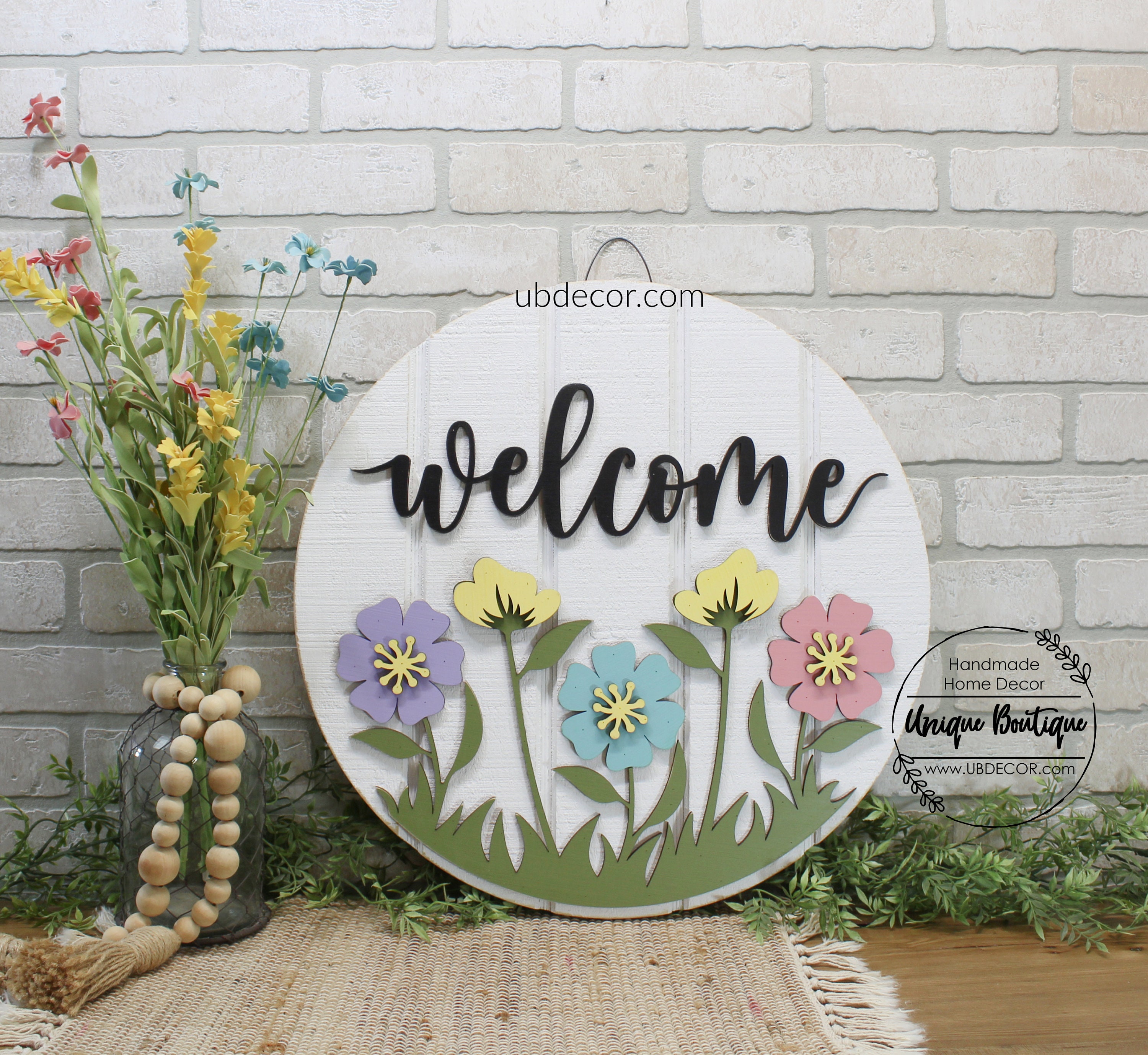 Spring Decorations For Home Front Door Decor Mason Jar Flowers Wreaths Front Door Wooden Spring Welcome Sign Hanger Farmhouse Wall Porch Indoor Home Deco