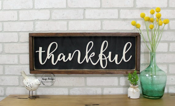 Dining Room Wall Decor Thankful Sign Modern Farmhouse Style Etsy