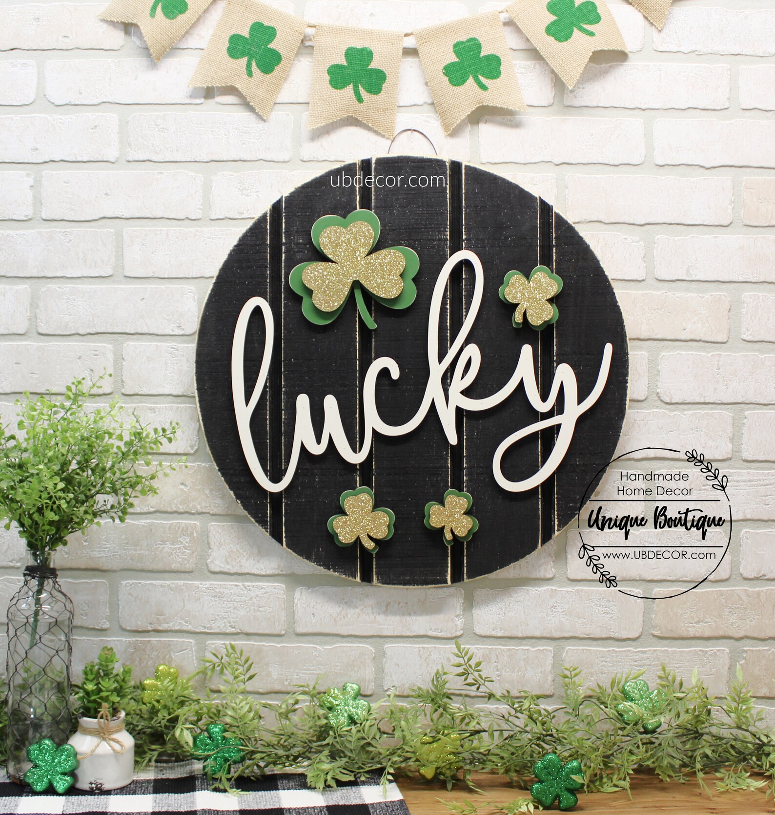 Lucky Door Sign St. Patrick's Day Door Hanger Green Gold - Etsy