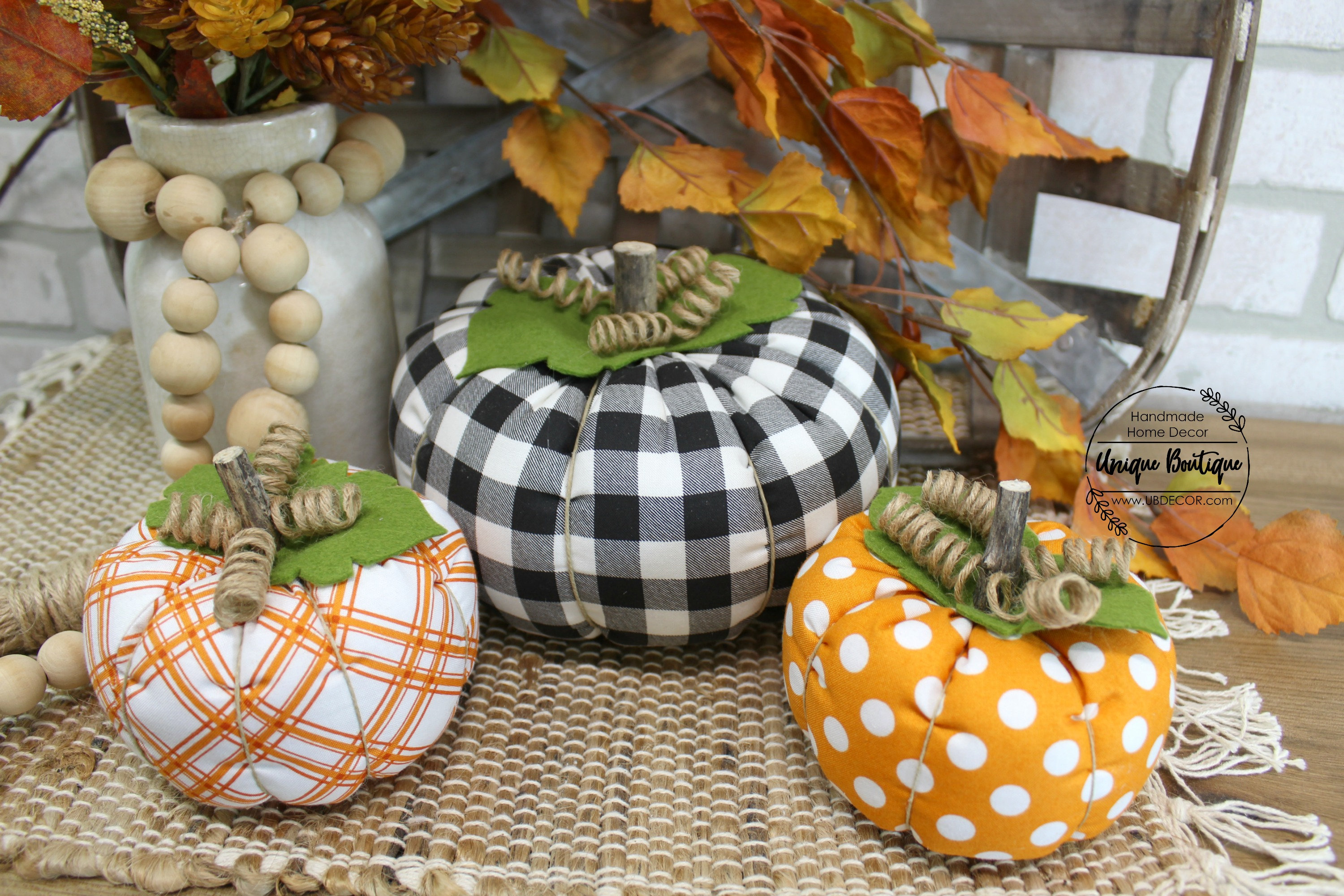Fabric Pumpkins Buffalo Plaid Check Pumpkin Autumn Decor Etsy