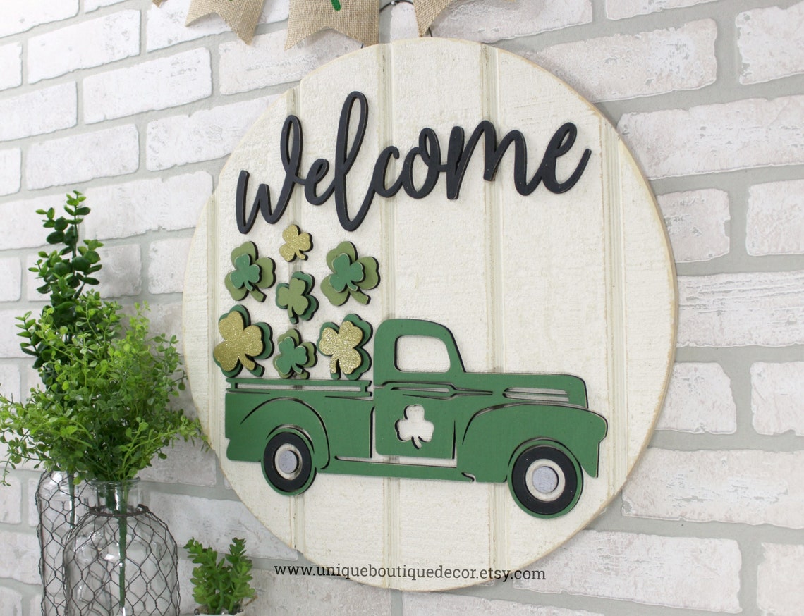 St. Patrick's Day Door Hanger Welcome Door Sign Green - Etsy